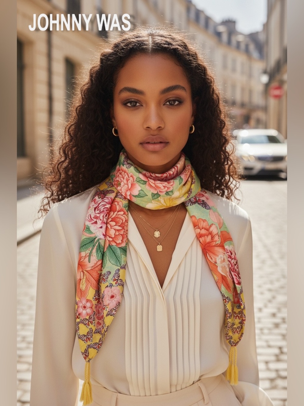 🌸 Johnny Was Charlie Print Silk Square Scarf - NIP & GORGEOUS! - Picture 2 of 6